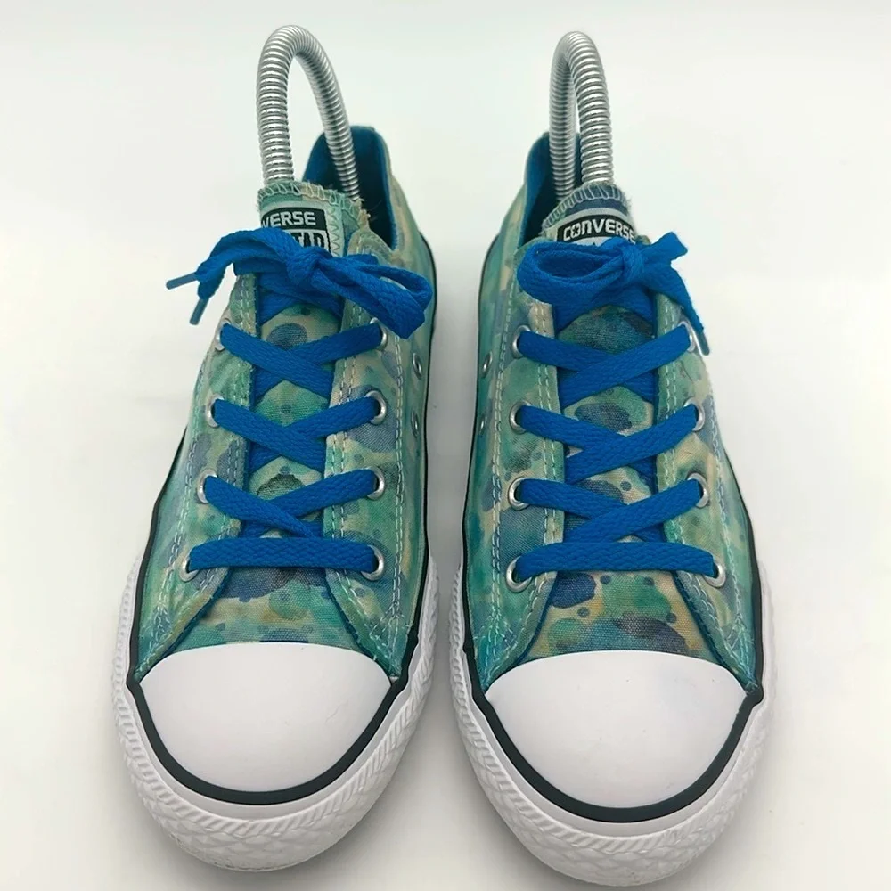Converse 656081 F All Star Low Top Blue Green Multicolor Sneakers Junior Size 4